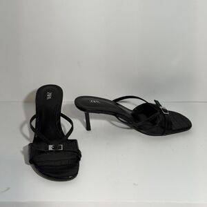 Zara Black Strappy Heeled Sandals